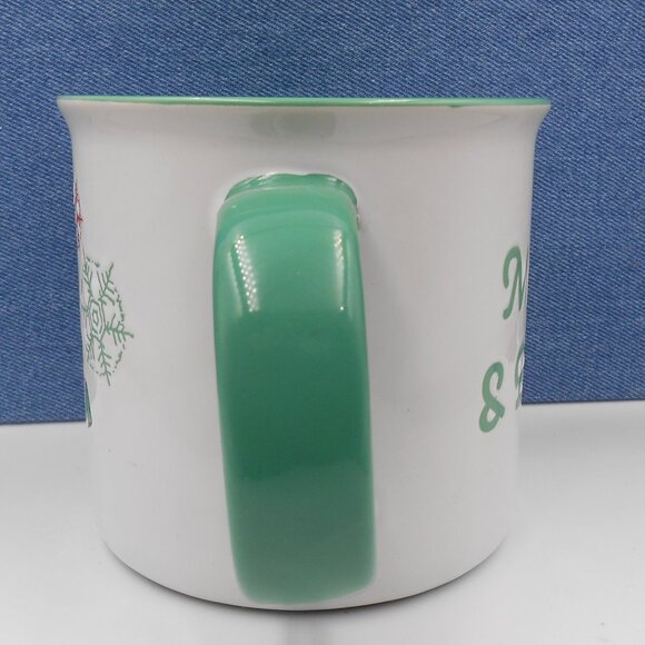 LARGE SNOPPY PEANUT CHRISTMAS SNOWFLAKES MUG COFFEE TEACUP MERRY & BRIGHT - Picture 2 of 9